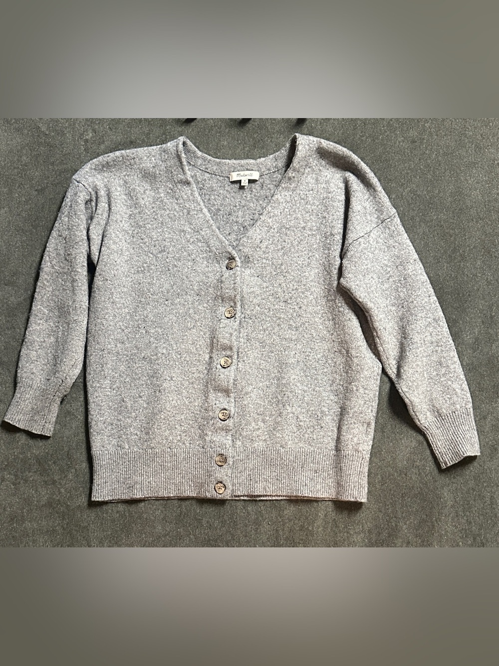 Madewell Gray Merino Wool Blend Button Cardigan Sweater Medium